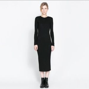 Zara long sleeve black dress M